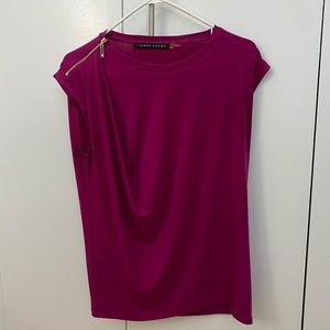 Women’s Blouse - Fuchsia/Magenta - Draped Neck - Zipper Detail - Ivanka Trump